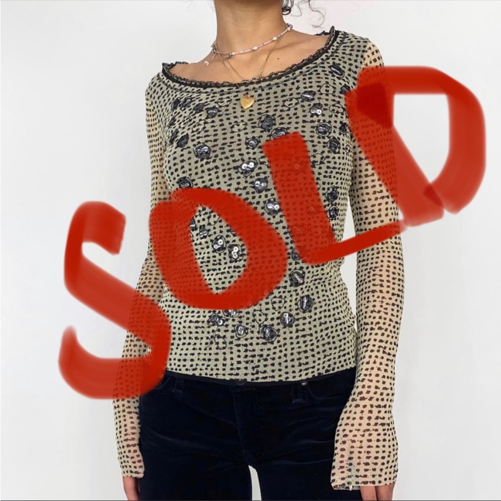 FUZZI tulle mesh long sleeve with polka dots - Size small